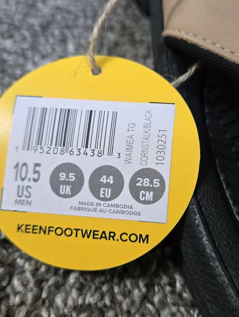 KEEN Men's Waimea Leather Tan and Black Flip Flop Sandals NEW size 10.5